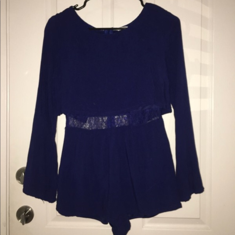 Royal blue long sleeve romper